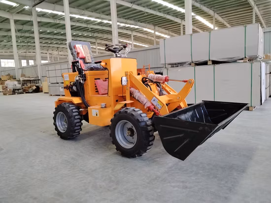 미니 전기 로더 0.4ton 배터리는 4륜 구동 전기 미니 로더 장치를 운영했습니다.